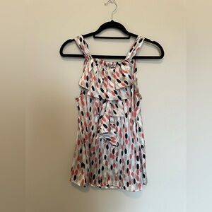 New Directions Pink Polka Dot Halter Top with Ruffle